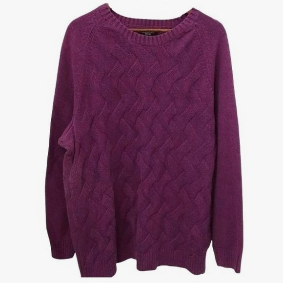 Cozy Oversized Lands End Purple Cotton Sweater - Picture 1 of 11
